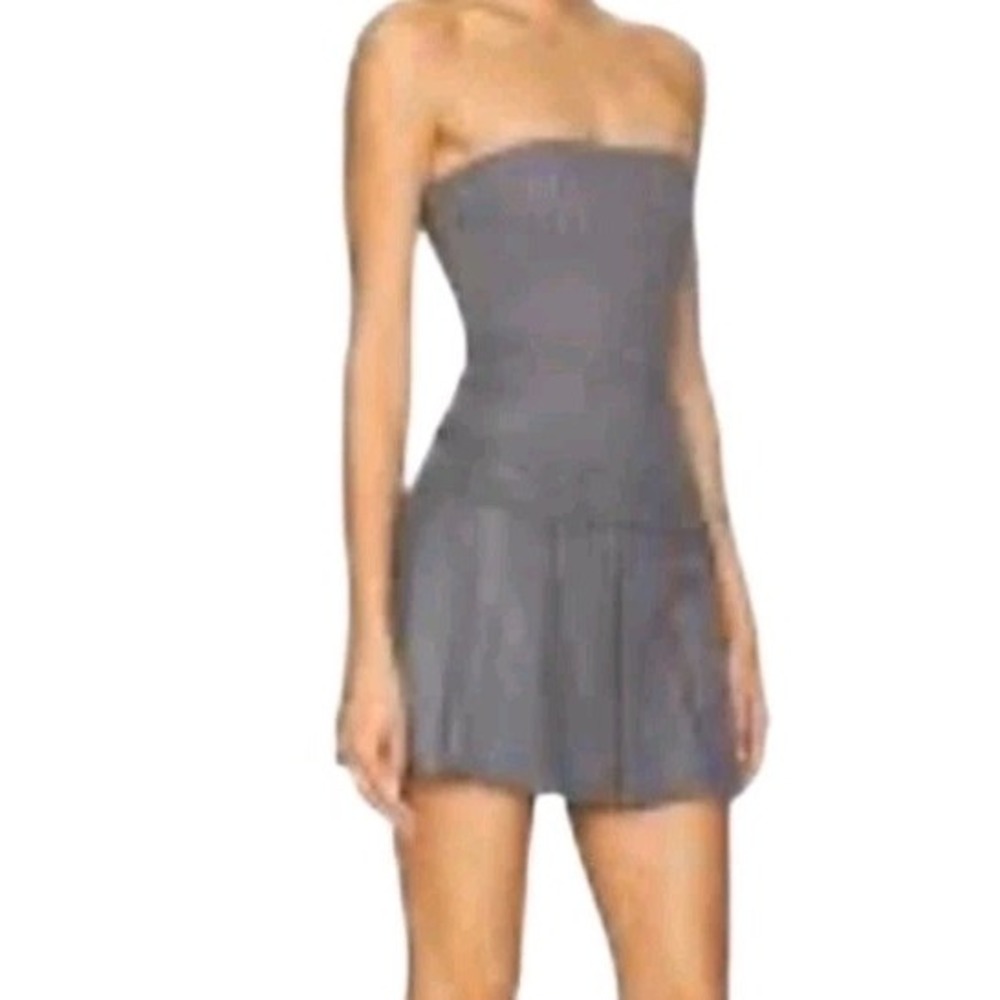 NWT Christian Lacroix Pleated Mini Strapless Corset Dress Gray sz 6  Runway Look